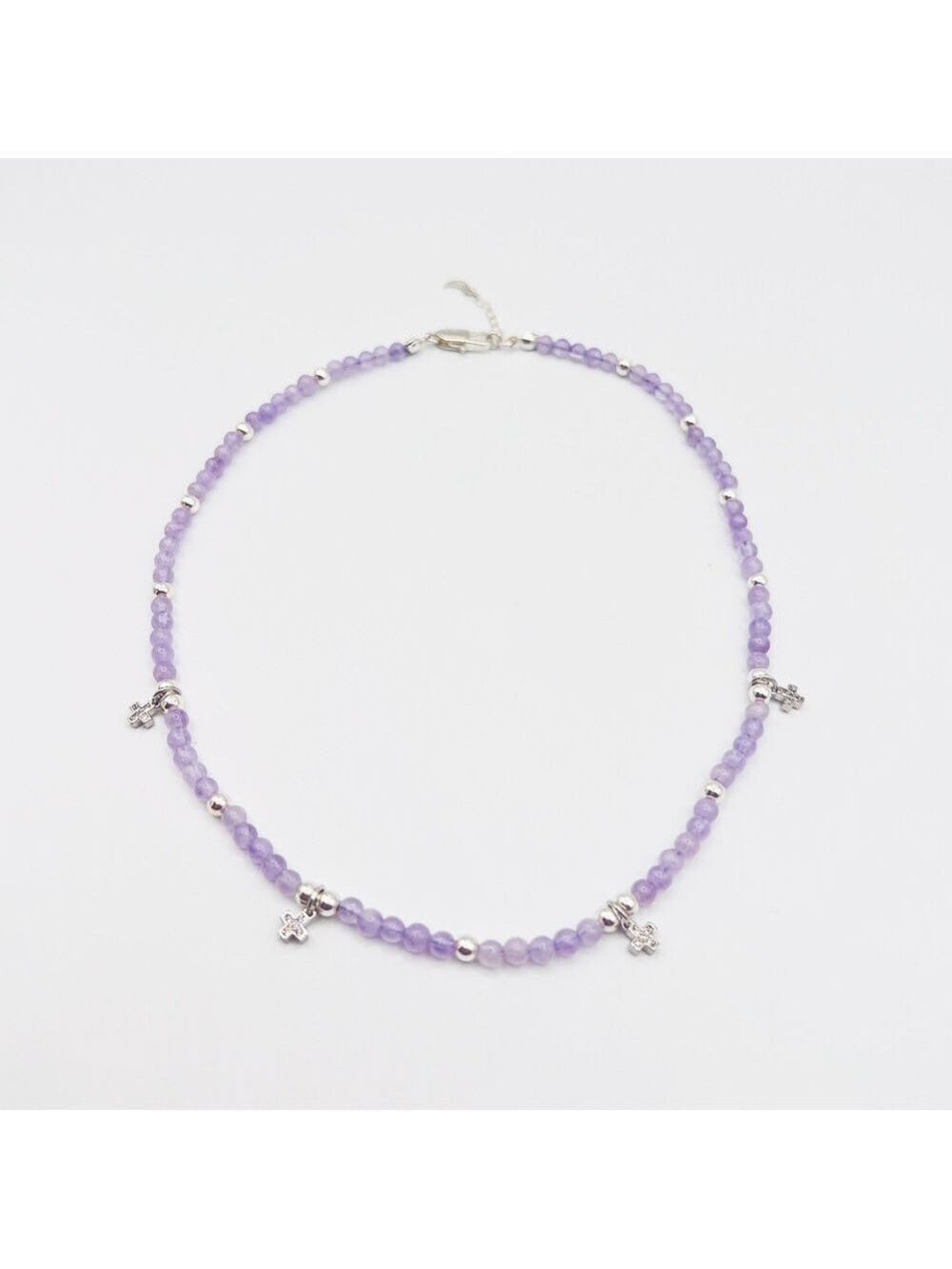 LAVENDER jade necklace with cz cross connectors